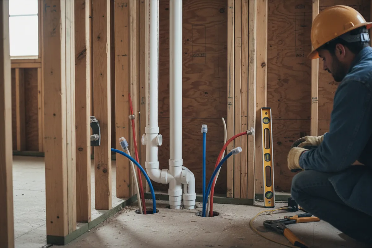 Drain and supply rough-in during Sump Pump Repair in Ranson