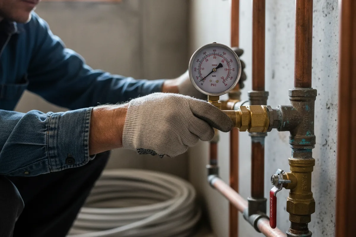 Pressure testing a repaired line during Water Line Repair in Ranson
